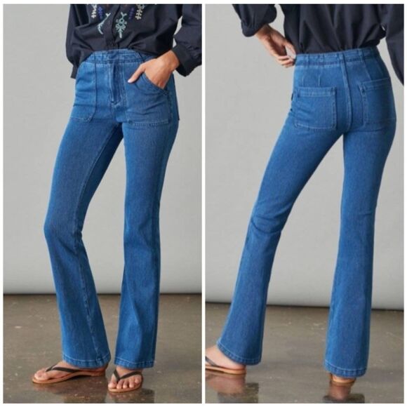 Pilcro The Icon‎ Flare High Rise Trouser Bootcut Jeans Sz 2 Cotton Boho Hippie - Picture 1 of 11